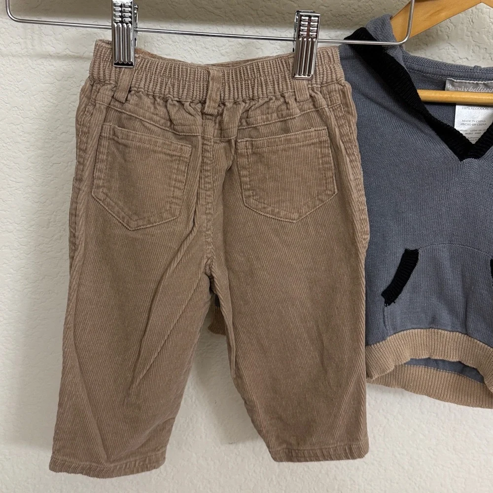 Wendy Bellissimo • Boys Knit Hoodie Corduroy Pants 2 Piece Outfit Set